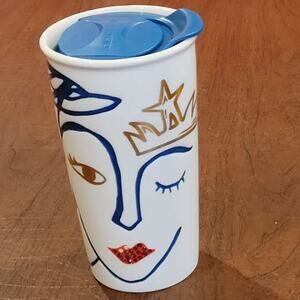 2016 Starbucks Mermaid Winking Eye Ceramic Coffee Travel Mug, Tumbler 10 Oz